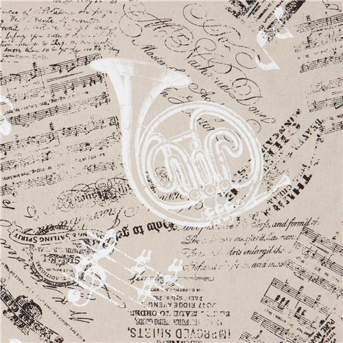 Tela de lona japonesa retro con motivos de música clásica Tela