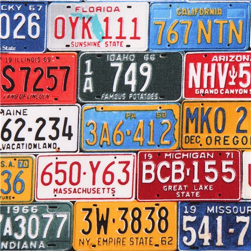 car license plate fabric by Timeless Treasures Fabric