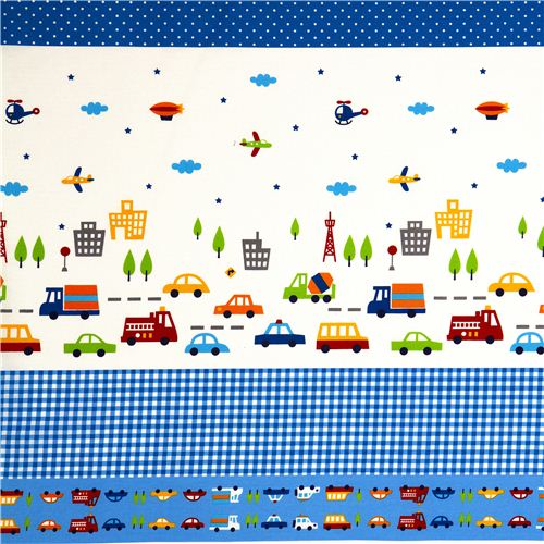 cars airplanes fire engine fabric for boys Kokka 2