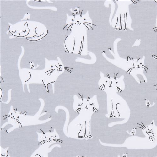 cat Robert Kaufman grey Laguna Jersey knit fabric Fabric