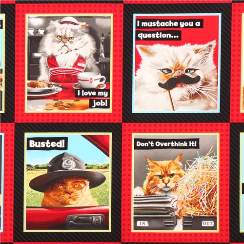 tessuto animali gatti Cheater Robert Kaufman Divas And The Tough Guys Tessuto
