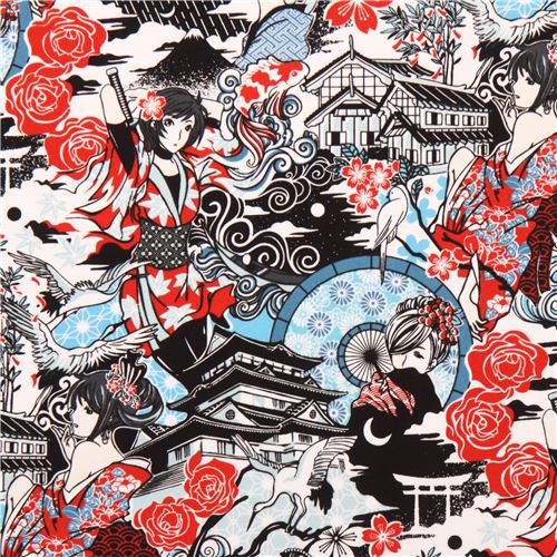 character and flower anime fabric Manga fabric Fabric