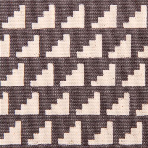 Toile Kokka Framework gris, marches d'escalier géométriques Tissu