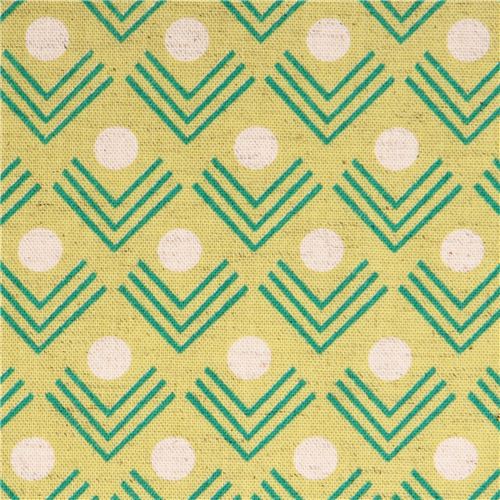 Toile Kokka Framework chartreuse, coins d'angle gomtriques Tissu