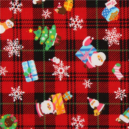 karierter Weihnachtsstoff mit Weihnachtsmann von Cosmo Stoff