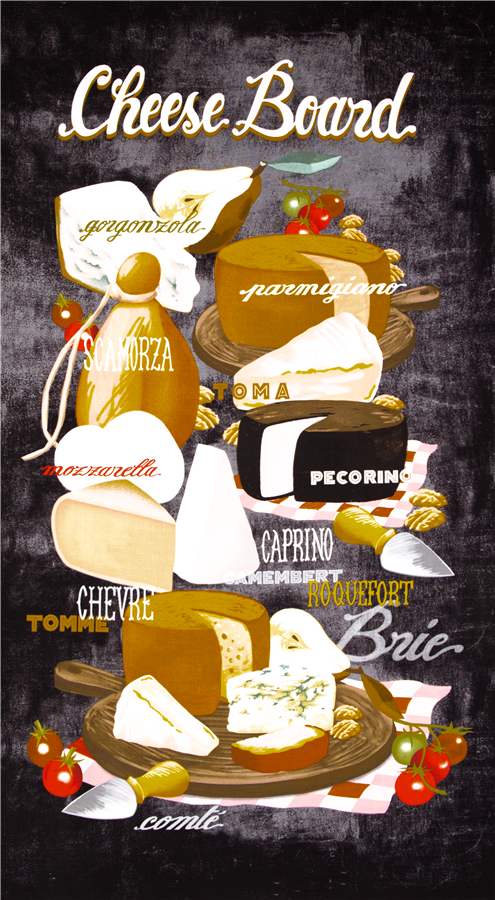 Cheese Board Chalk Grana Padano Kitchen Panel Fabric