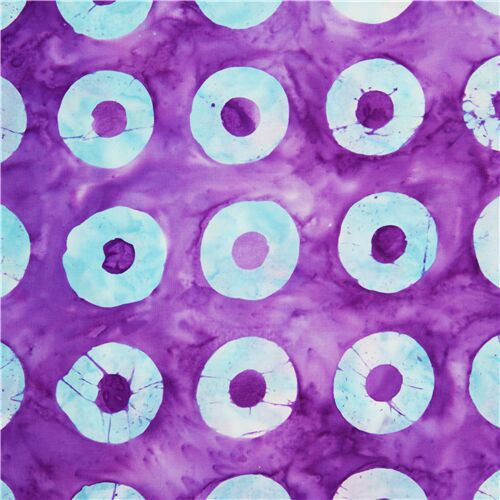 tessuto blu viola cerchi sarong stile batik cotone anelli tie dye Tessuto