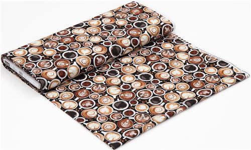 Resto de (34 x 112 cm) - Tela con tazas de caf� de Timeless Treasures sobre fondo negro 6