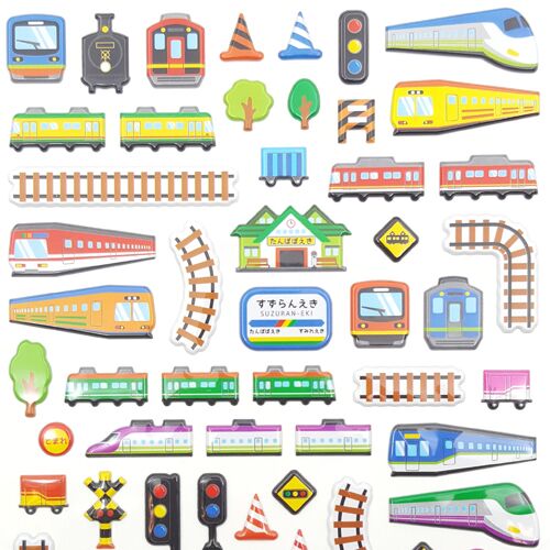 Pegatinas de colores 3D grandes trenes vas ferrocarril