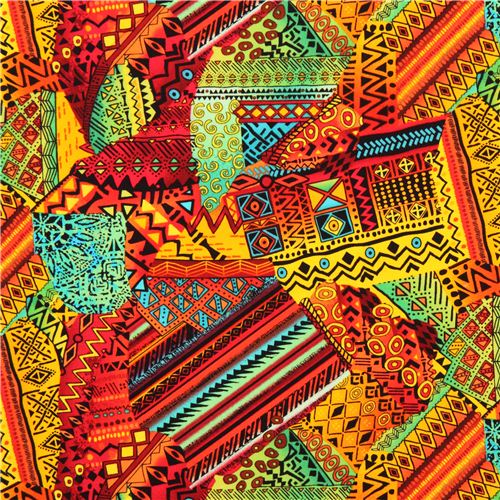 Tissu multicolore avec un motif patchwork africain par Timeless Treasures Tissu