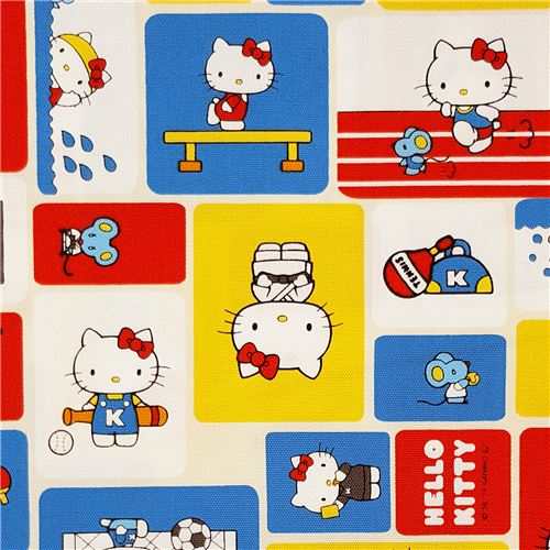colorful Hello Kitty sports patchwork pattern oxford fabric Fabric