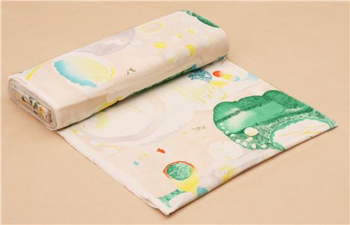 Stoffrest 34 cm - Bunter Kokka Double-Gauze Formen Nani Iro Stoff aus Japan 3