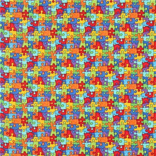 Remnant 28 cm - colorful Timeless Treasures puzzle piece fabric 2