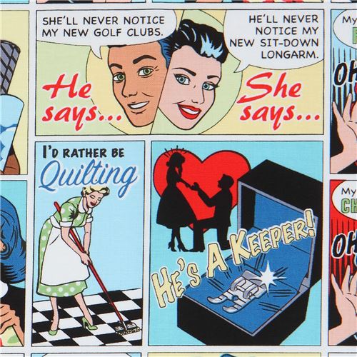 Bunter Stoff mit Comics von Michael Miller Stoff