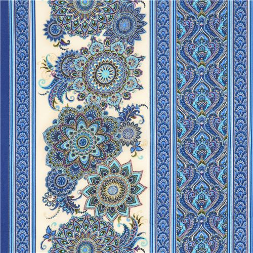 Tissu multicolore, bandes, fleurs, ornements, dorures par Timeless Treasures Tissu