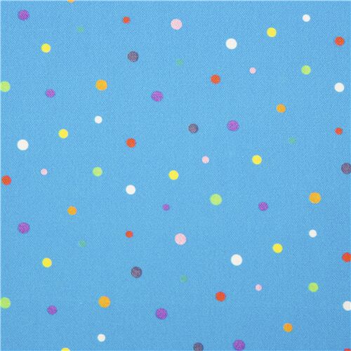 tessuto blu pois multicolori forme irregolari cotone Tessuto