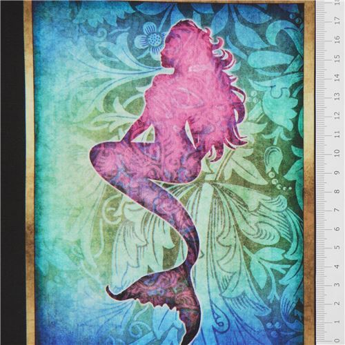 colorful mermaid panel fabric by Quilting Treasures modeS4u