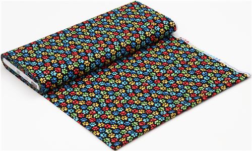 Rimanenza di (46 x 112 cm) - tessuto nero impronte di zampe colorate Timeless Treasures 6