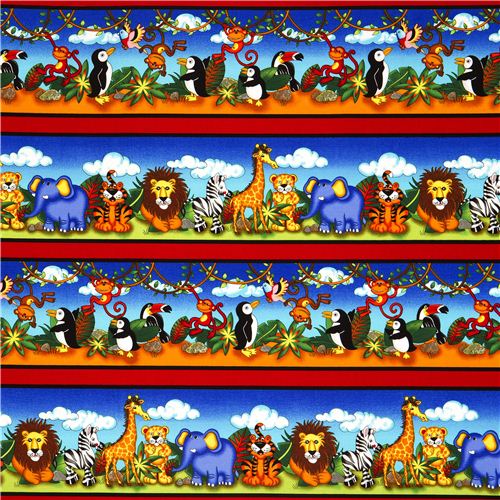 colorful zoo animal flannel fabric Timeless Treasures USA 2
