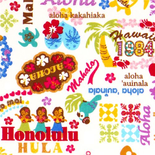 colourful Hawaii children fabric flower turtles glitter 1