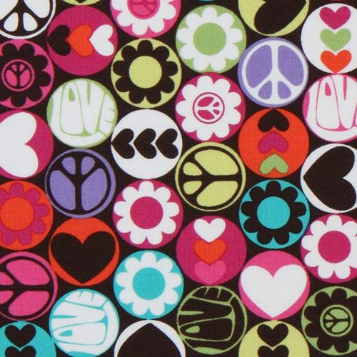 colourful Peace Buttons Michael Miller designer fabric 1