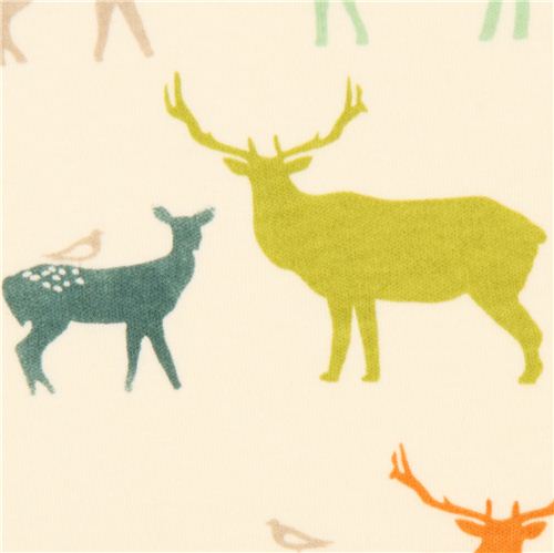 Tissu jersey bio par birch, cerfs et faons multicolores Tissu