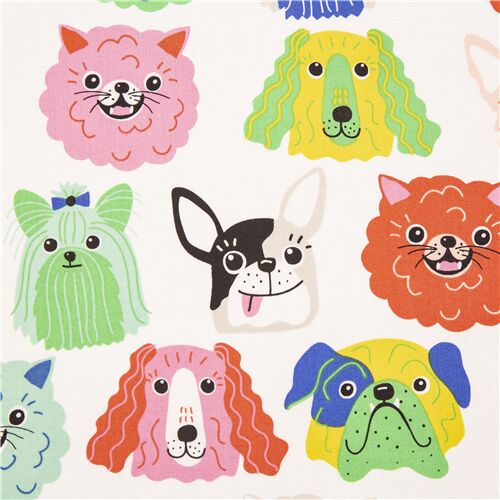 Ce Chien Est À Moi Adorables Têtes De Chiens Colorées Tissu