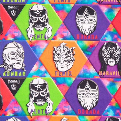 tessuto esagoni colorati cotone maschere ufficiali luchador Tessuto