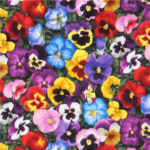 colourful pansy flowers fabric by Elizabeth's Studio Fabric