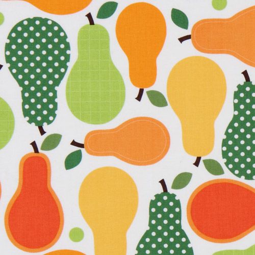 colourful pears fabric orange-green Robert Kaufman 1