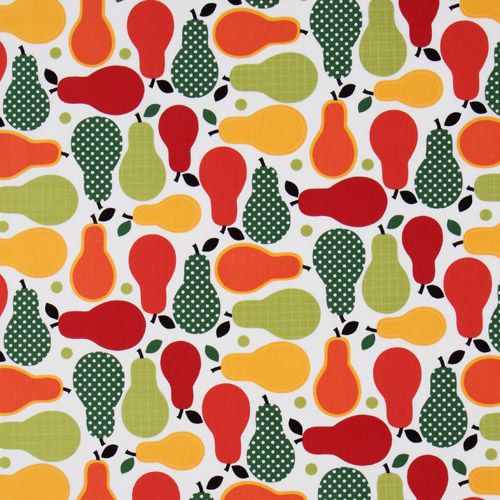 colourful pears fabric red-green Robert Kaufman 2