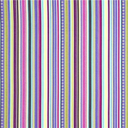 bunt gestreifter Michael Miller Stoff Blume & Verzierung 2