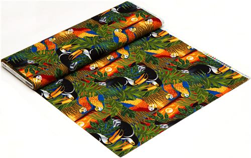 colourful tropical birds fabric parrot Robert Kaufman 3