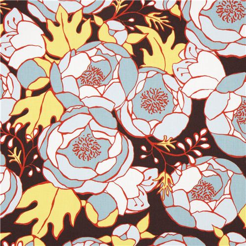 bunter monaluna Bio-Stoff mit Blumen und Blättern Stoff