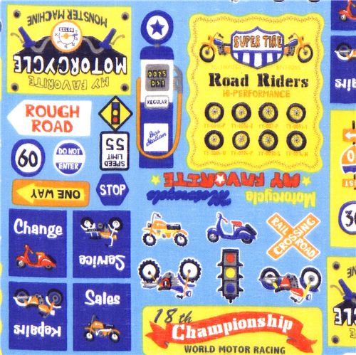 cool double gauze fabric for boys motorcycle sign from Japan 1