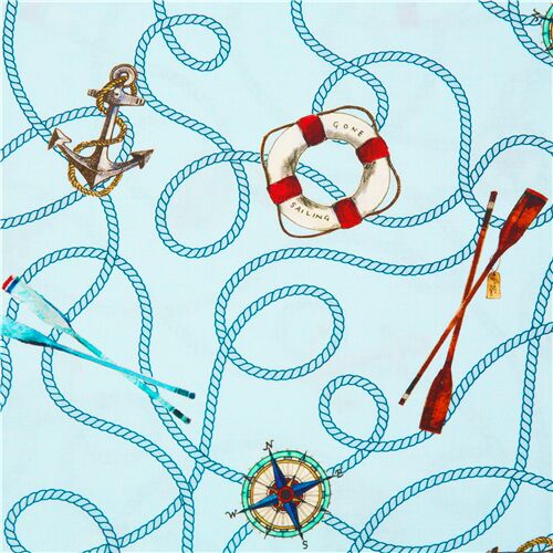 Summertime Natuical Ropes Anchors Fabric