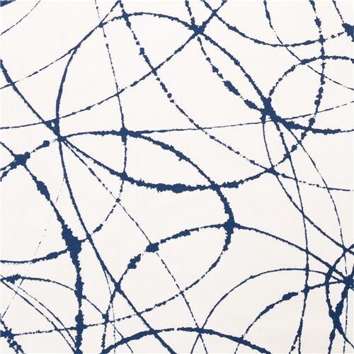 cream Alexander Henry heavy oxford fabric with dark blue ink mark pattern Fabric