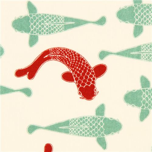 cremefarbener Koi Fisch Bio-Stoff birch USA Eiko Stoff