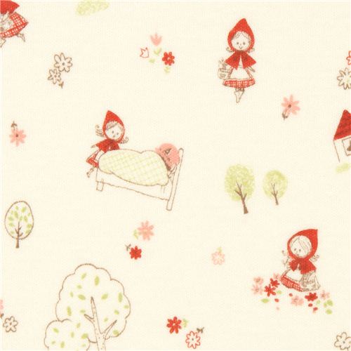 cream Little Red Riding Hood fairy tale knit fabric by Cosmo Fabric