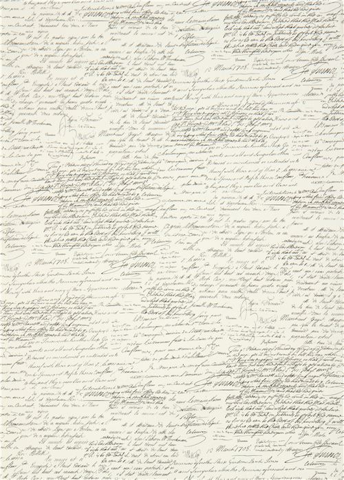 Chutes de tissu de (43 x 112 cm) - Tissu Michael Miller crème avec des textes noirs écrits à la main 2