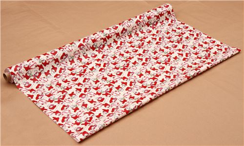 Tissu crme lamin avec le lapin My Melody et des pois par Sanrio Japon 3