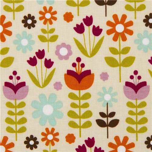 Tissu Riley Blake crème à fleurs multicolores Tissu
