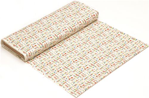 cream Riley Blake fabric Scoot with colourful words 3