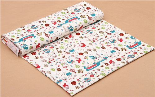 creme Sanrio Figuren im Wald Oxford Stoff aus Japan 3
