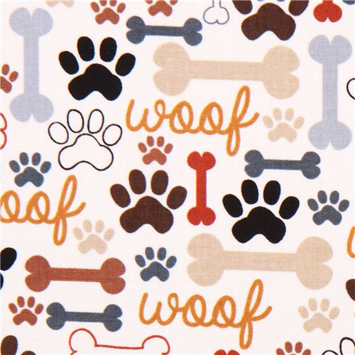 Bones & Paws Dog Woof Words Fabric