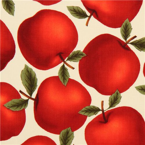 Tissu Timeless Treasures crème avec des pommes Tissu