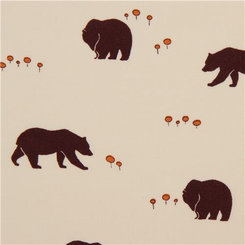cream bear organic fabric by birch from the USA Fabric