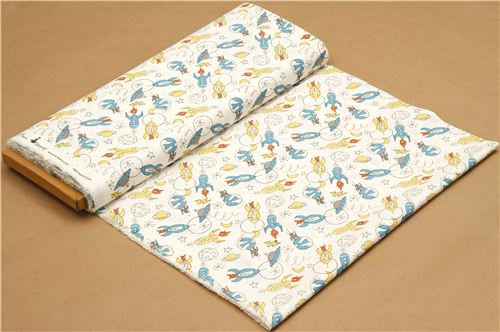 cream birch organic fabric for boys space rocket 3