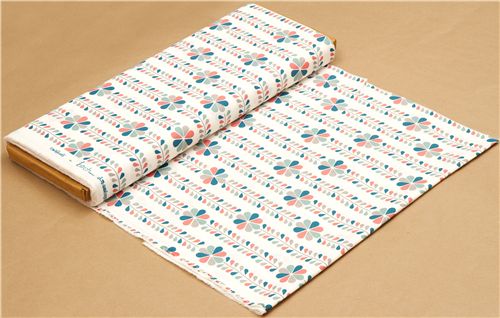creme birch Bio-Stoff mit Blumenstiele koralle aus USA 3