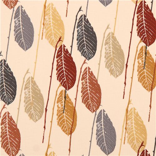 cream colored autumn leaf pattern cotton fabric by Andover USA Fabric